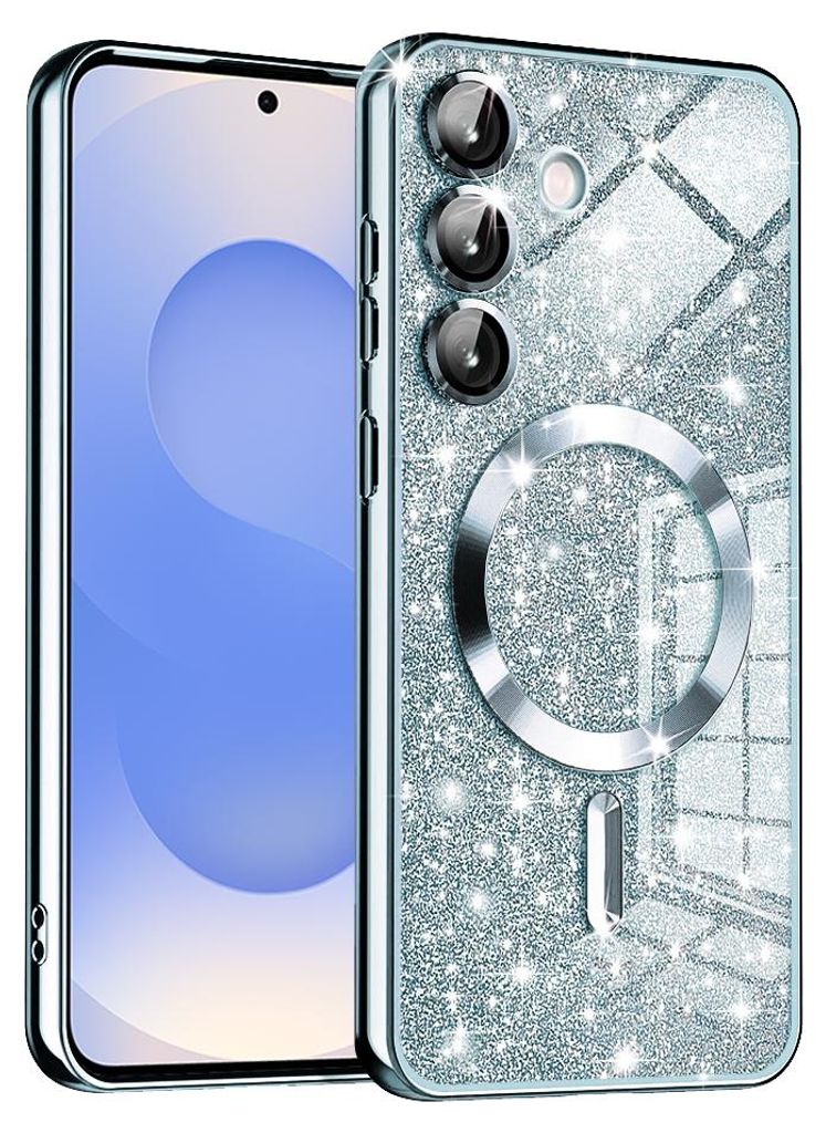 Techsuit Luxury Glitter Back Cover Hülle mit MagSafe für Samsung Galaxy S25 - Hellblau