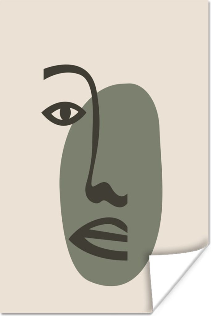 MuchoWow Poster Gesicht - Pastell - Strichzeichnung 80x120 cm - Papierdruck