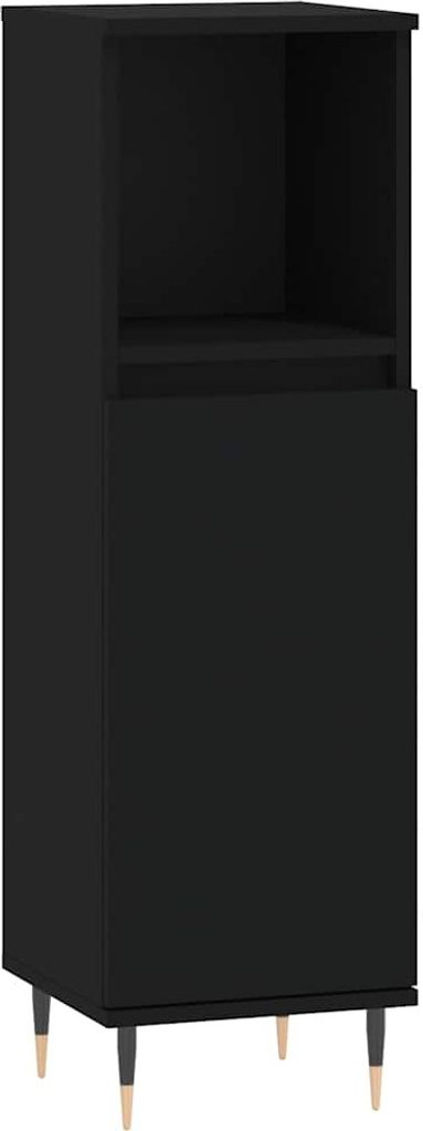 vidaXL Armadietto da bagno nero 30x30x100 cm materiale a Immagine del prodotto 