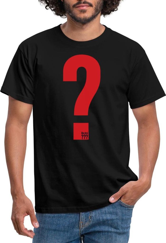 Spreadshirt Die Drei Fragezeichen Kostüm Bob Fasching Karneval Outfit Männer T-Shirt, 4XL, Schwarz