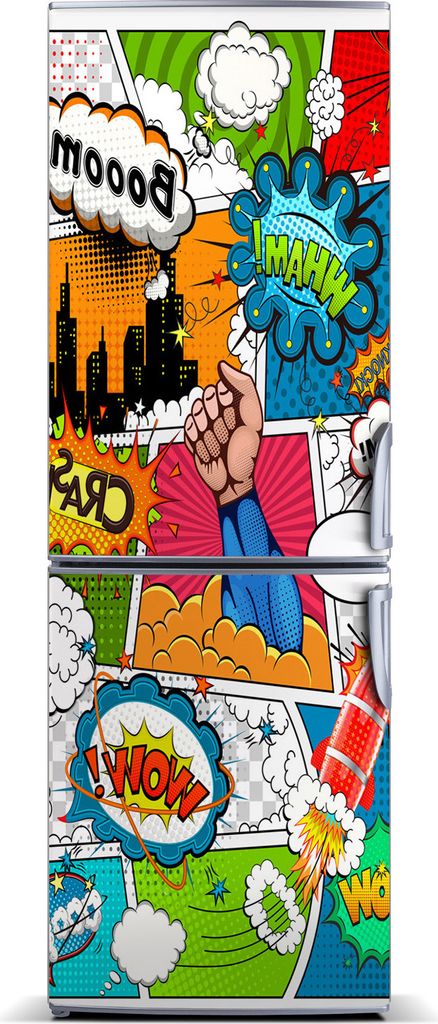 Tulup Kühlschrankdekoration - Magnetmatte - 60 cm x 180 cm - Magnet auf dem Kühlschrank - Comic Wand