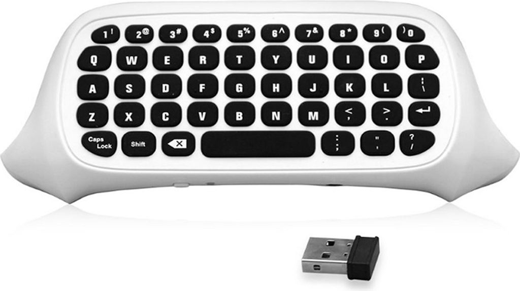 2.4G Wireless Mini Chatpad Tastatur mit 3,5 mm Audio Jack Chat Message Tastatur Ersatz fuer XBox One / Slim / Elit Controller Weiss