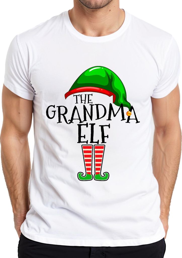 The Grandma Elf Weihnachten Oma Geschenk gestreifte Beine lustig Herren T-Shirt, Weiß, XXL