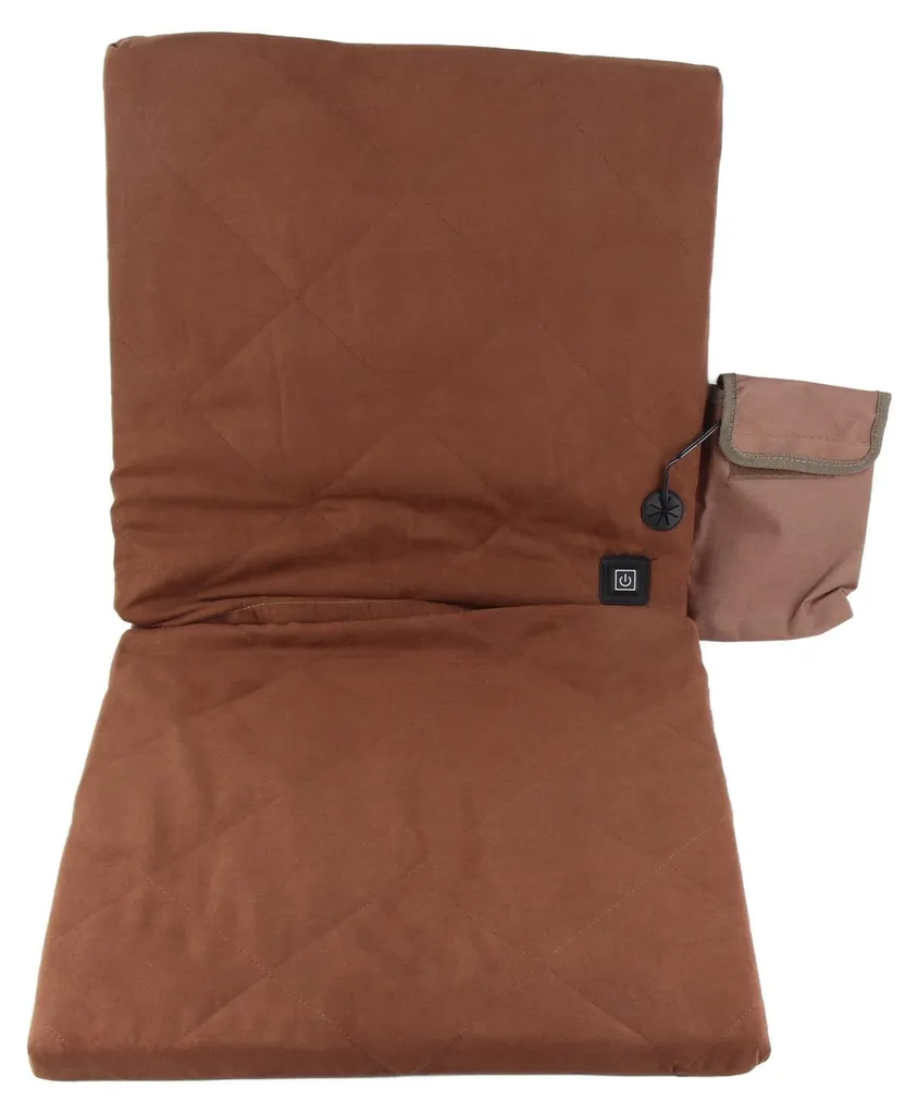 Coussin chauffant USB portable avec dossier réglable coloris kaki chasse