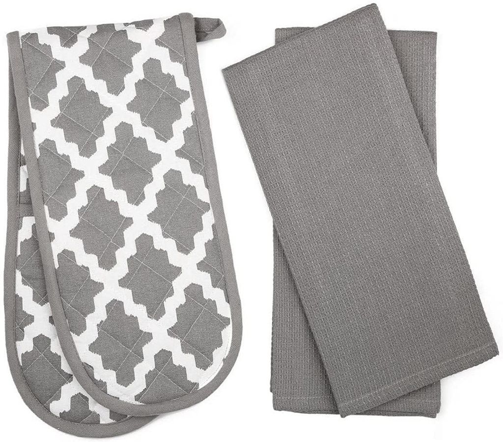Penguin Home 3-teiliges Ofenhandschuh-Geschirrtuch-Set — 100% Baumwolle, stilvolles Design und Farbe — Weich, Langlebig und super saugfähig ...