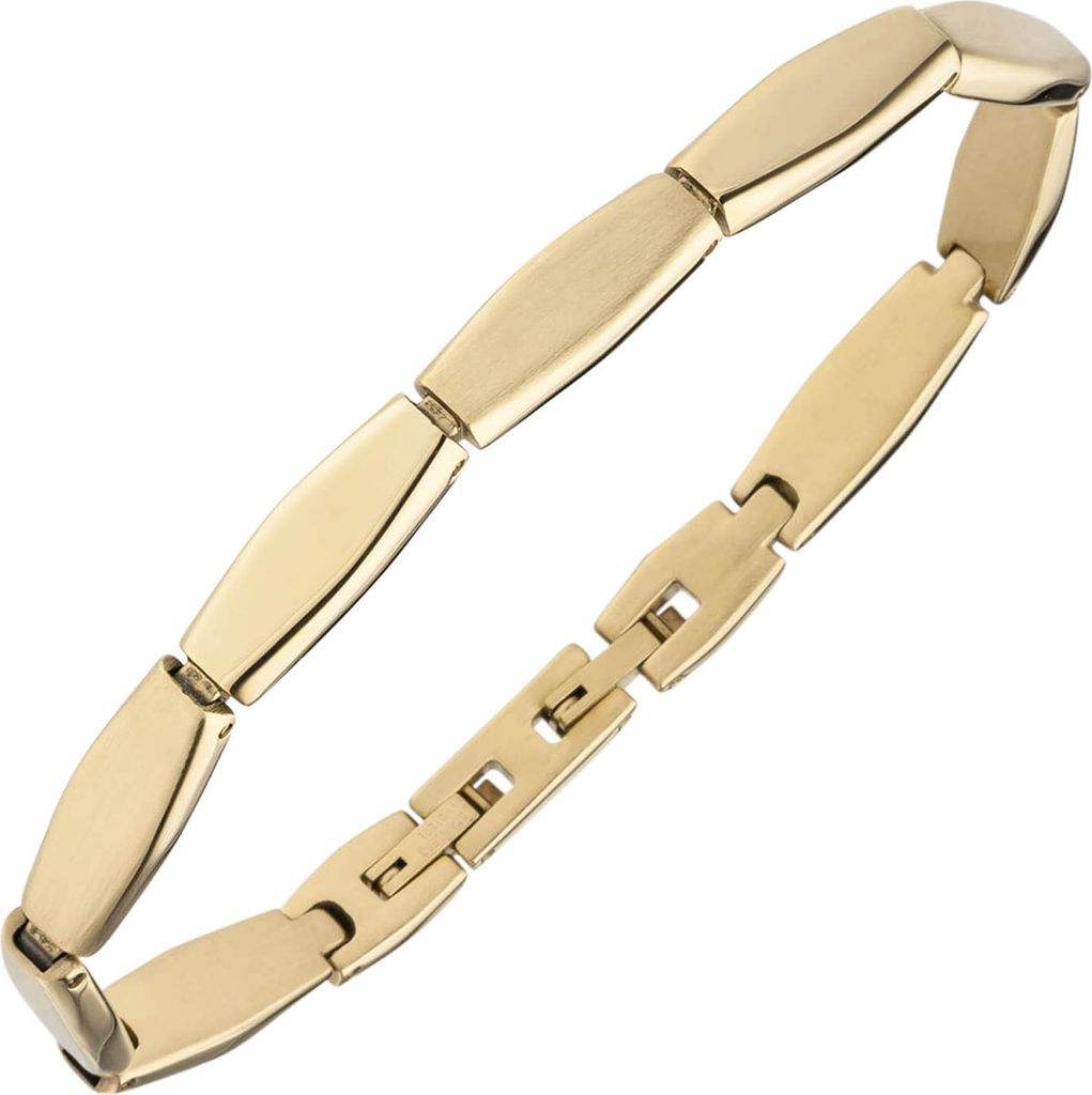 Armband aus Edelstahl gold-farben beschichtet flach teilmattiert 21cm Armschmuck