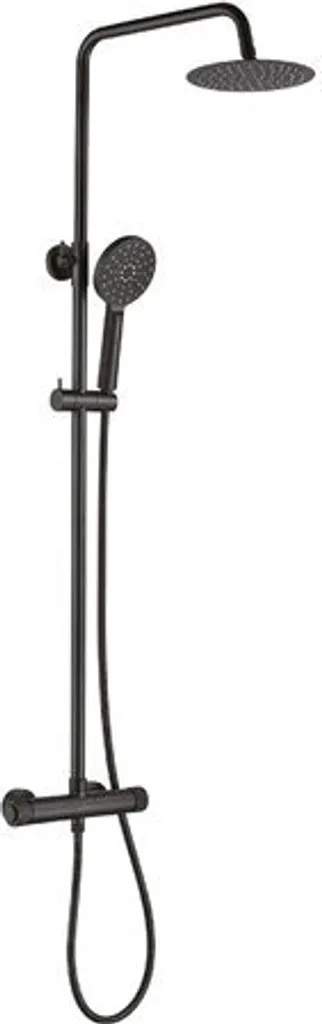 Colonne de douche noire finition mate avec robinetterie haute performance