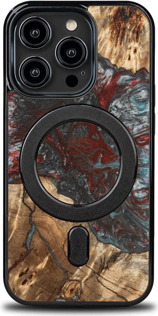 Custodia iPhone 14 Pro Bewood Unique Plutone: Legno, Resina e MagSafe