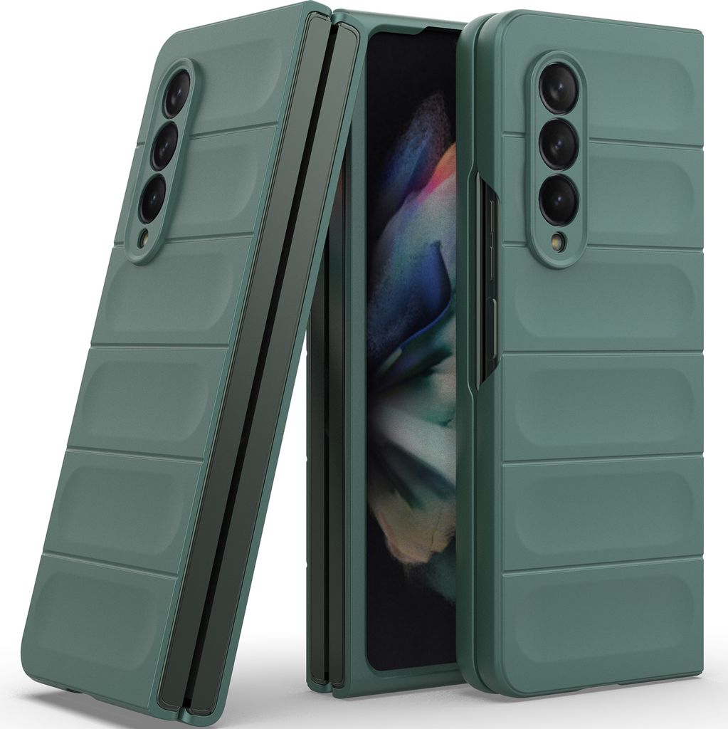 Handyhülle für Samsung Galaxy Z Fold 3 5G Hartes PC Matt Stossfest Anti-rutsch Hülle Grün