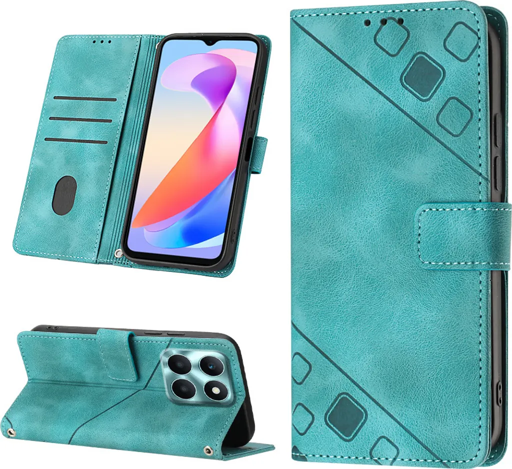 Custodia Honor X6A Verde Elegante - Pelle Portafoglio con Stand Rilievo
