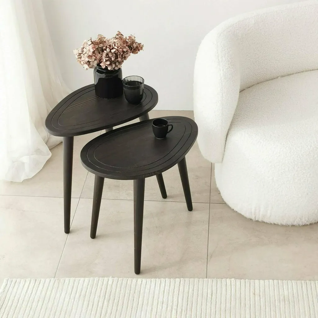 Table basse anthracite Janequeo compacte et ovale de 50x33x52h cm Noir - 2