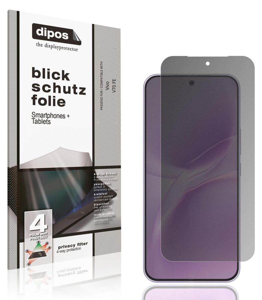 Blickschutzfolie für Vivo V70 FE matt Schutzfolie Folie Display Schutz dipos
