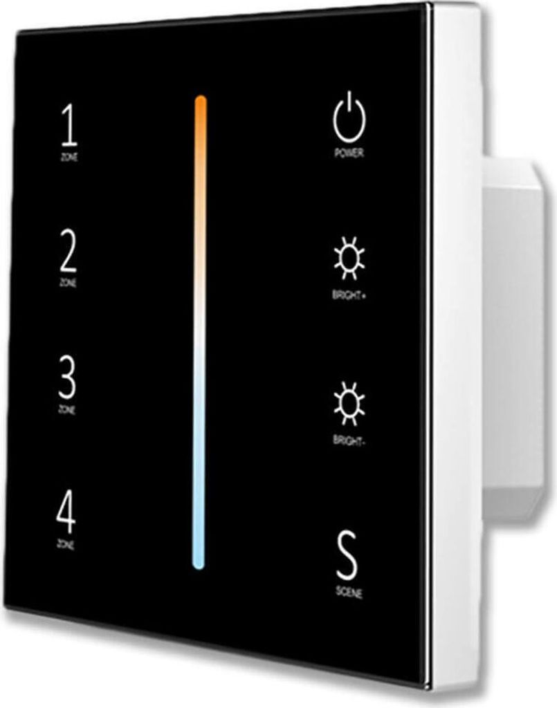ISOLED Sys-Pro weißdynamische 4 Zonen Einbau-Touch-Fernbedienung + DMX Output, schwarz, 230V