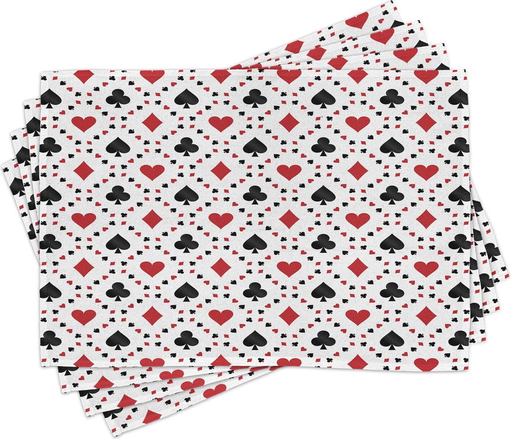ABAKUHAUS Kasino Platzmatten, Poker Cards Werbung Urlaub Getaways Tourist Destinations Vergnügen Kunstdruck, 30 x 45 cm, Schwarz Rot