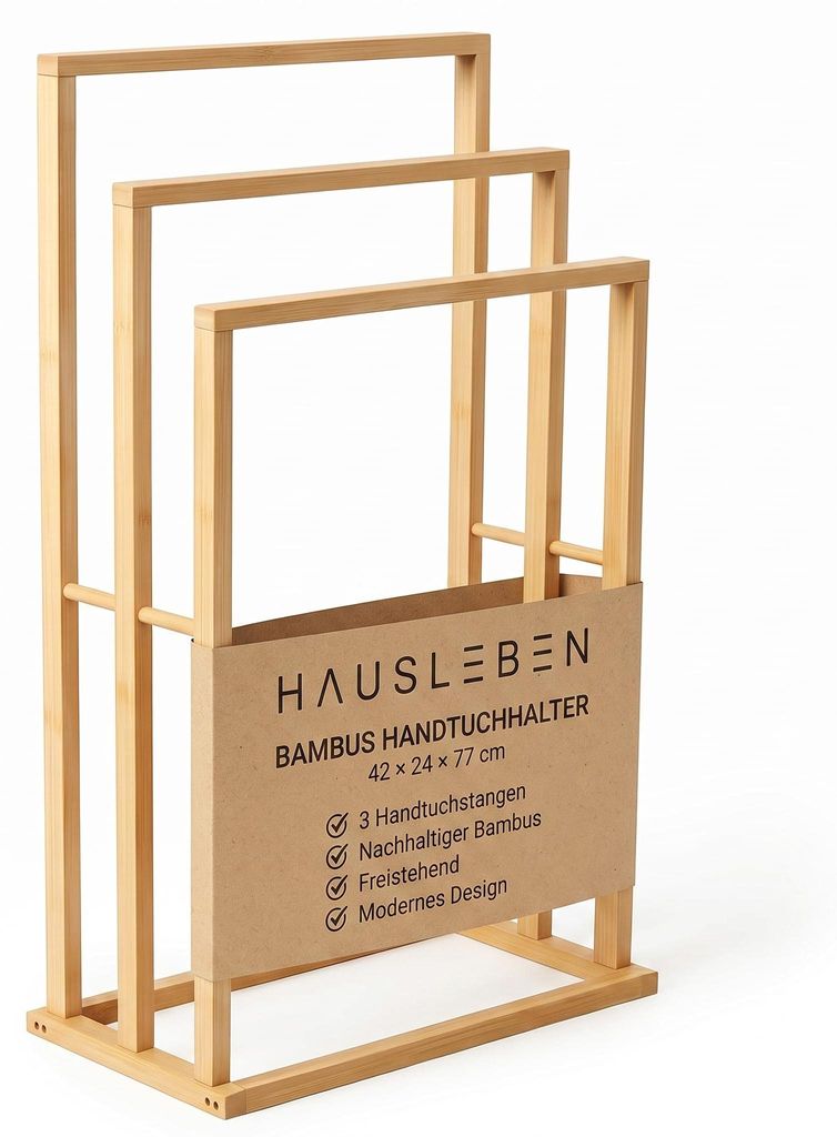 Porte-serviettes en bambou hausleben – 3 barres pour Image du produit 