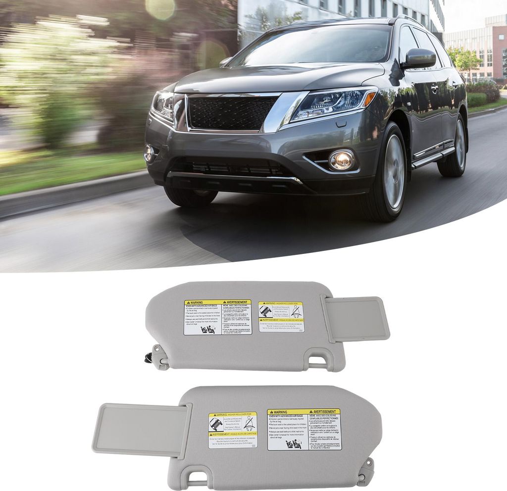 2 Stück links rechts Sonnenblende Schatten 96401 9PB0A Grau Fahrer Beifahrer beleuchteter Spiegel für Pathfinder 2013 bis 2018