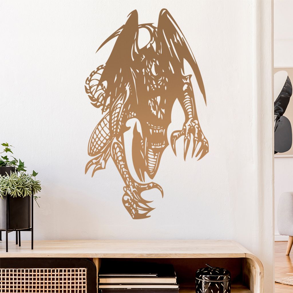 Drachen Biest Wandtattoo in 6 Größen - Wandaufkleber Wall Sticker - Dekoration, Küche, Wohnzimmer, Schlafzimmer, Badezimmer