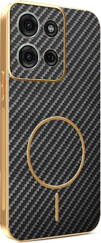 MagSafe Hülle für Motorola Moto G75 - Phonesta Luxury Carbon Fiber Back Cover - Schwarz