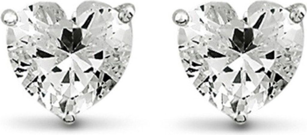 Herz Ohrstecker echt Silber 925 rhodiniert mit Zirkonia