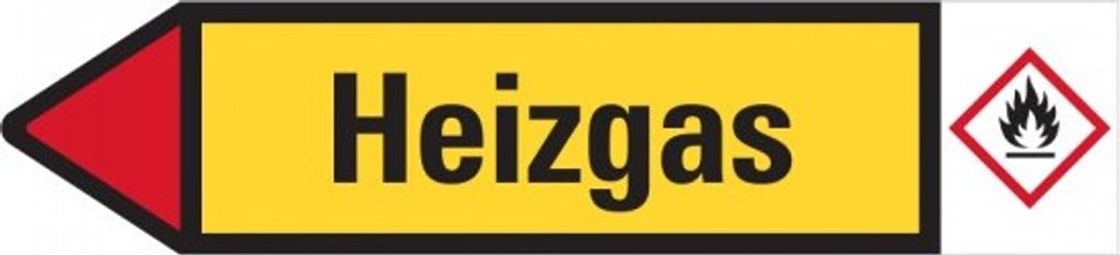 Dreifke Aufkleber I RKZ-Etikett Heizgas, links, gelb/schwarz/rot, ab 90mm Ø,...
