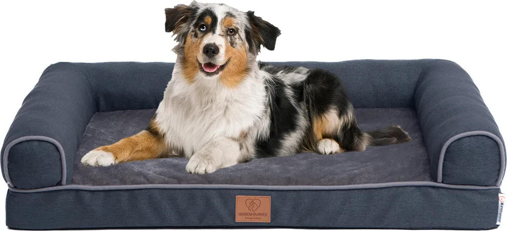 Letto ortopedico premium per cani con schiuma d'uovo, divano per cani, cuscino per cani, lavabile, soffice, sfoderabile, lavabile, 71 x 58 x 17 cm, grigio scuro (L)