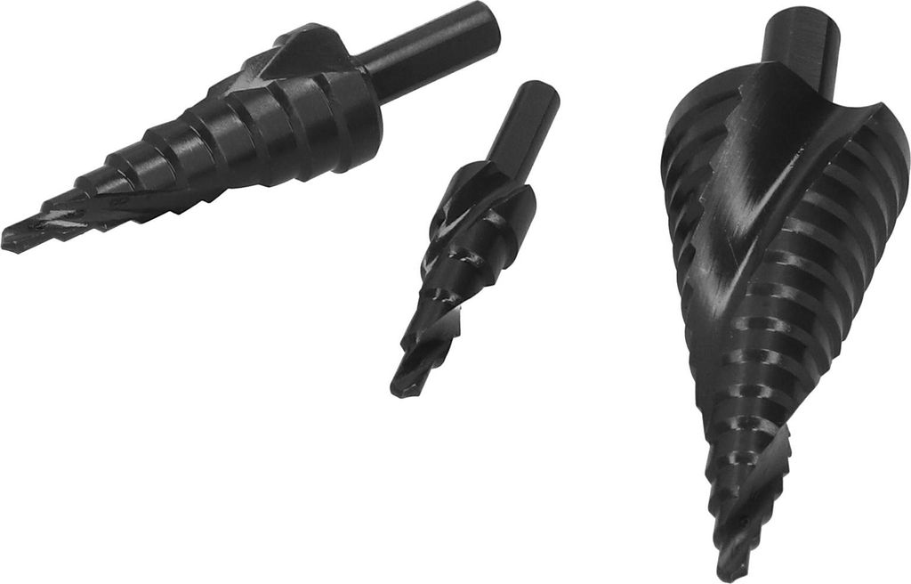 3pcs Spiral Step Drill Bit Set Kit Multifunktionelle industrielle DIY -Metallbearbeitungswerkzeuge