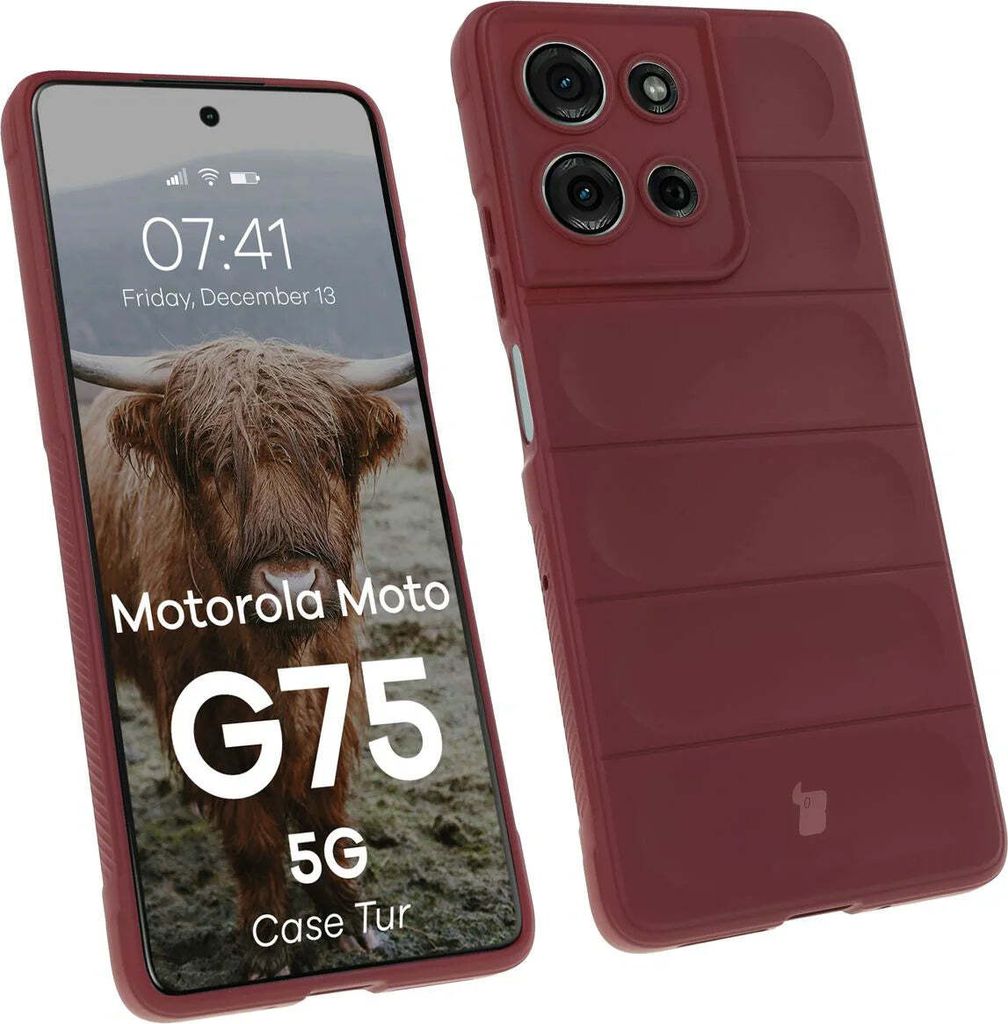 Robuste Handyhülle für Motorola Moto G75 5G, Bizon Case Tur, Burgunderrot