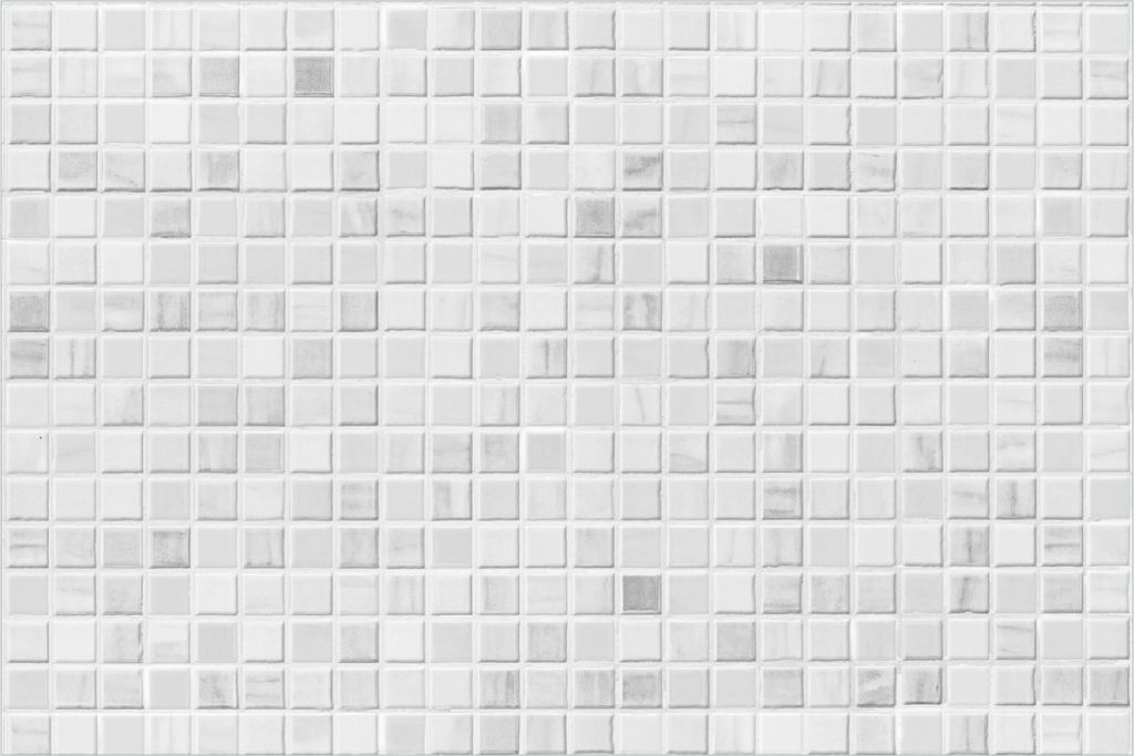 Wallario Poster - Fliesen im Bad weiß-grau, Kunstdruck Größe: 61 x 91,50 cm