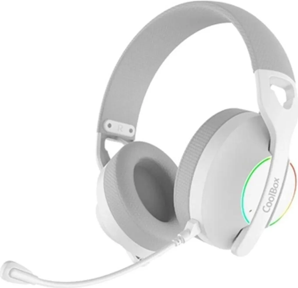 Casque Gaming Confortable CoolBox WB01 Blanc Sans Fil Anti-fatigue avec Micro