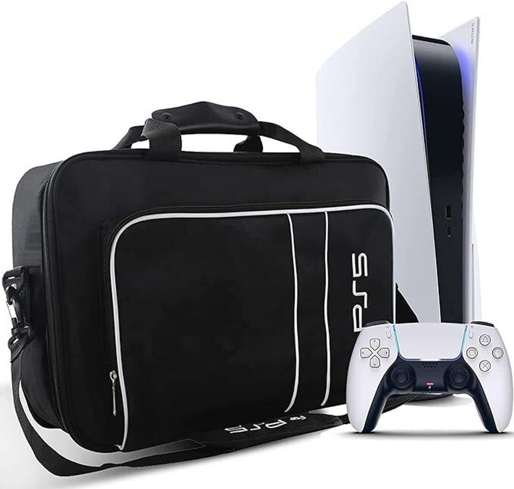 PS5 Tragetasche fuer Spielekonsolen,Kann platziert werden PS5 Konsole Disc Digital Edition und Controller, HDMI-Spielkarten für PS5, Zubehör,Schwarz