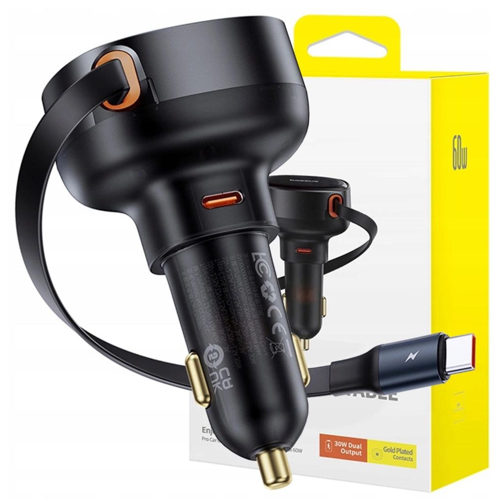 Caricabatterie da auto Baseus Enjoyment Pro con cavo Usb-C, Immagine del prodotto 