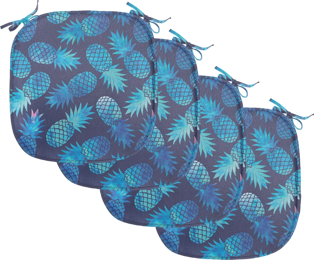 Lot de 4 Galettes de Chaise ABAKUHAUS 40x40 cm Ananas Bleu Nuit Turquoise