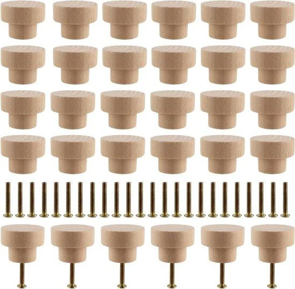 Boutons de Meubles pour Chambre d'Enfant en Bois Doux avec 30 Vis