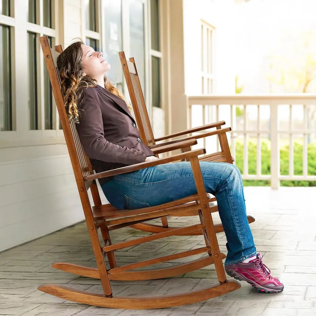 Fauteuil à bascule ergonomique aspect bois résistant tout temps 110cm