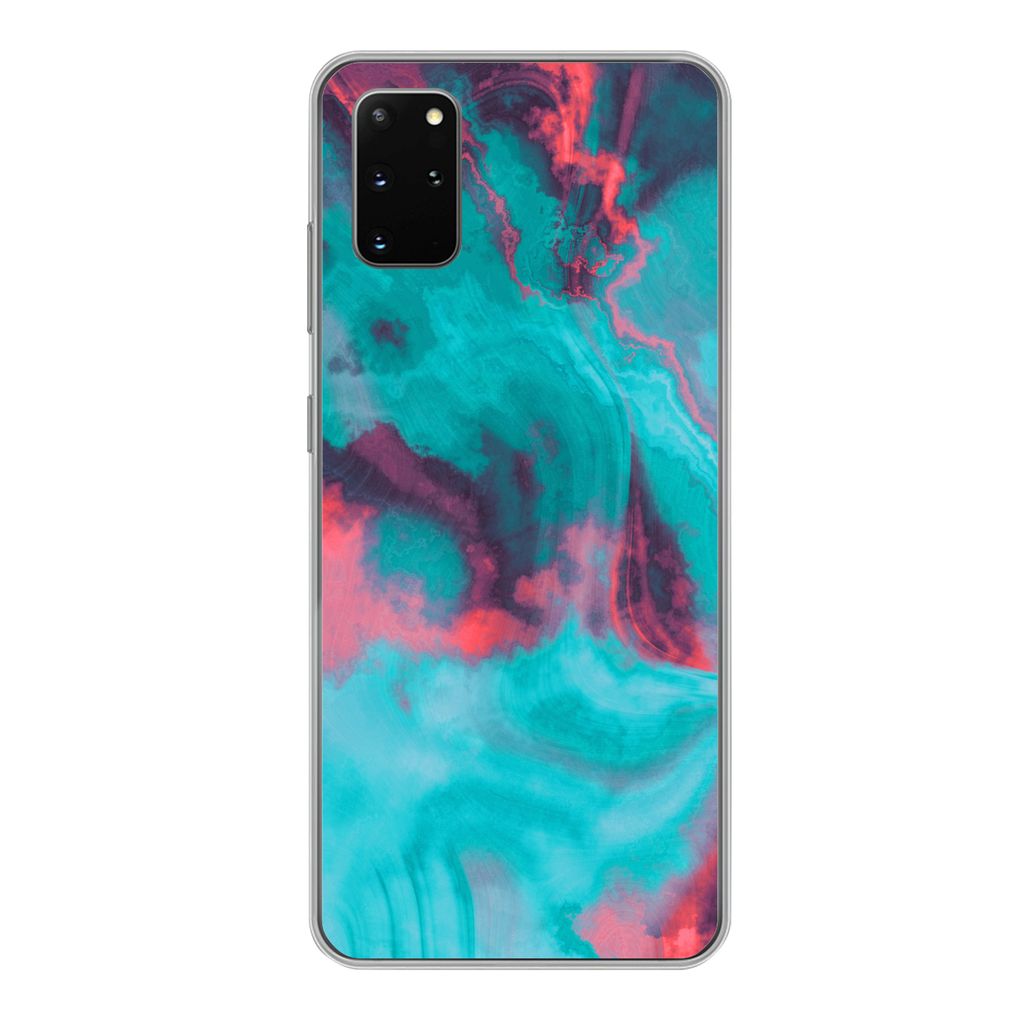 MuchoWow Handyhülle Schutzhülle Hülle für Samsung Galaxy S20 Plus Abstrakt - Neon - Rosa - Blau Silikon Softcase Handy Hülle - Hartschale - ...