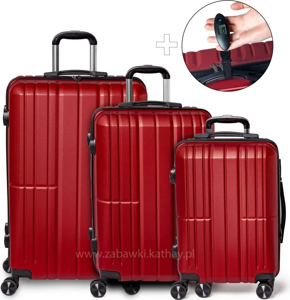 Set de valises XXL marron 3 pièces en ABS avec serrure et pèse-bagage