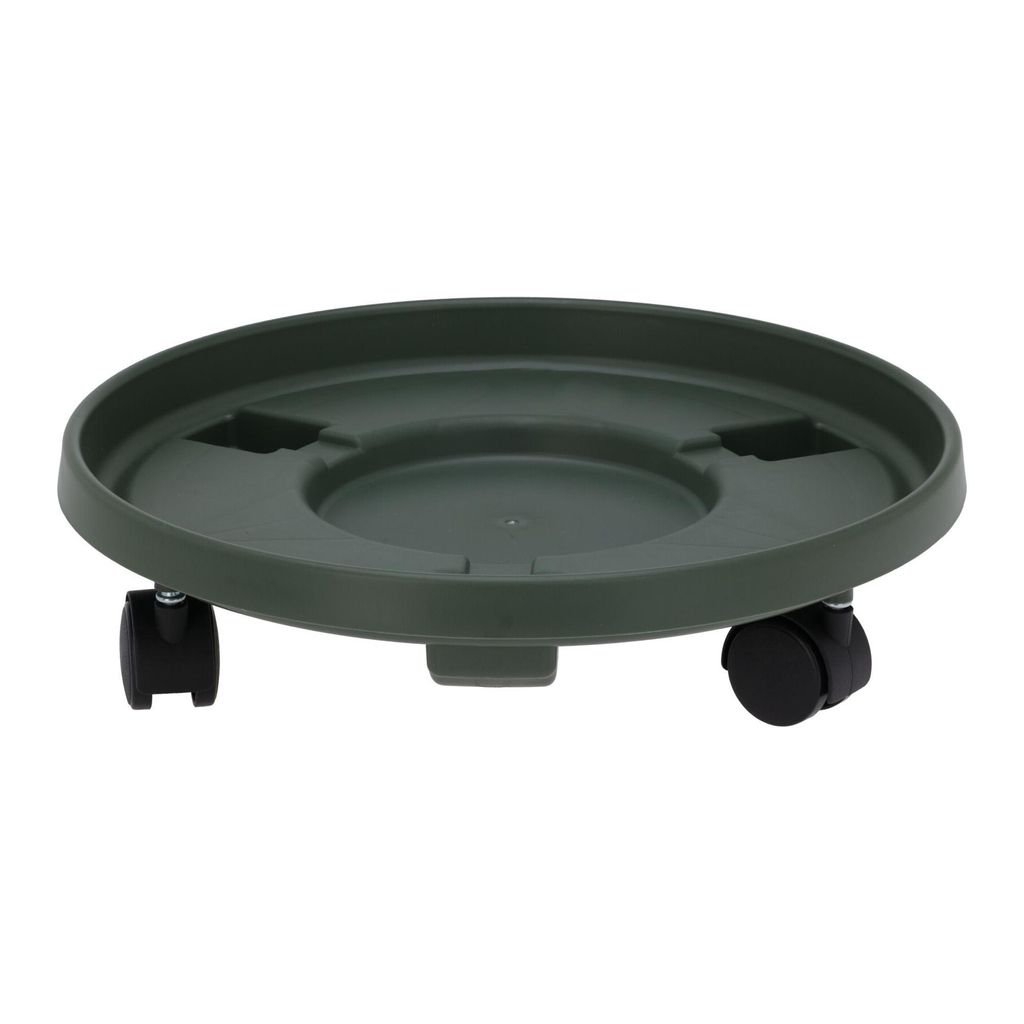Kunststoff Pflanzenroller Rund Ø 33 cm Dunkelgrün mit 3 Rollen Tragkraft 50 kg Blumenroller Blumentopf Rollbrett