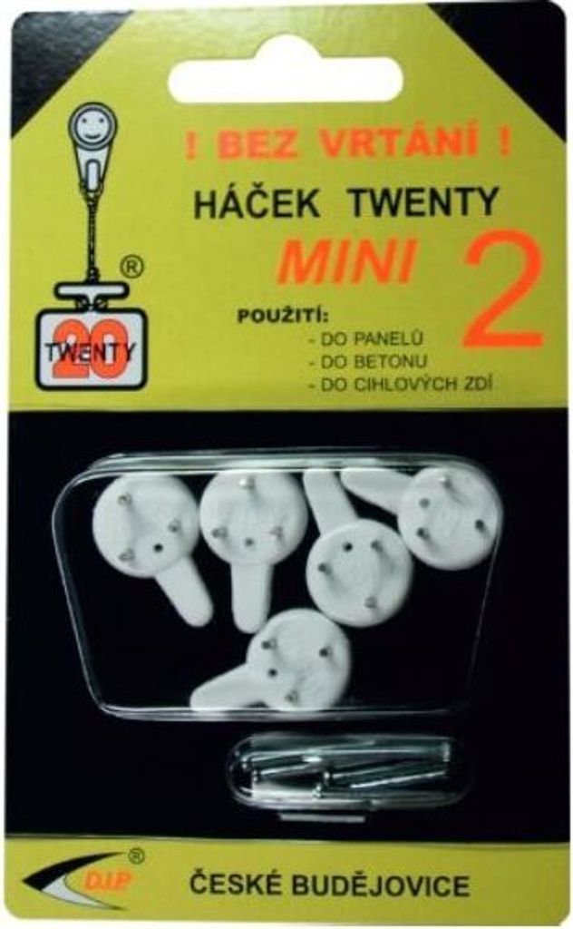 Dekoračné háčiky Twenty mini 2 biele na pevné steny so Obrázok produktu 