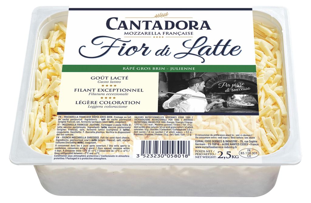 Mozzarella « fior di latte » Cantadora en julienne, 2,5 kg Image du produit 
