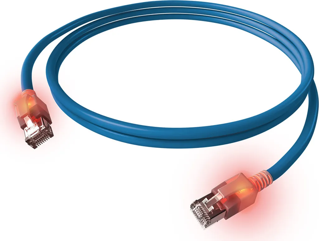 Cavo EasyLan DualBoot LED RJ45 Cat.6A S/FTP 7m Blu | saCon LSOH