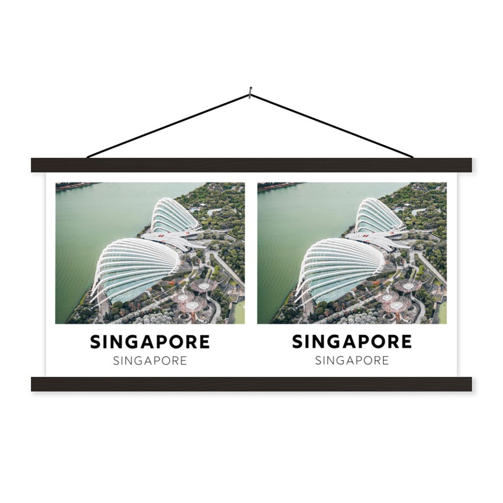 MuchoWow Textilposter Singapur - Architektur - Asien 90x45 cm mit schwarzem Rahmen - Klemmleisten