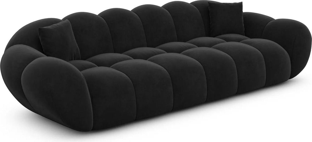 Samtstoff 4-Sitzer Couch Liva Schwarz