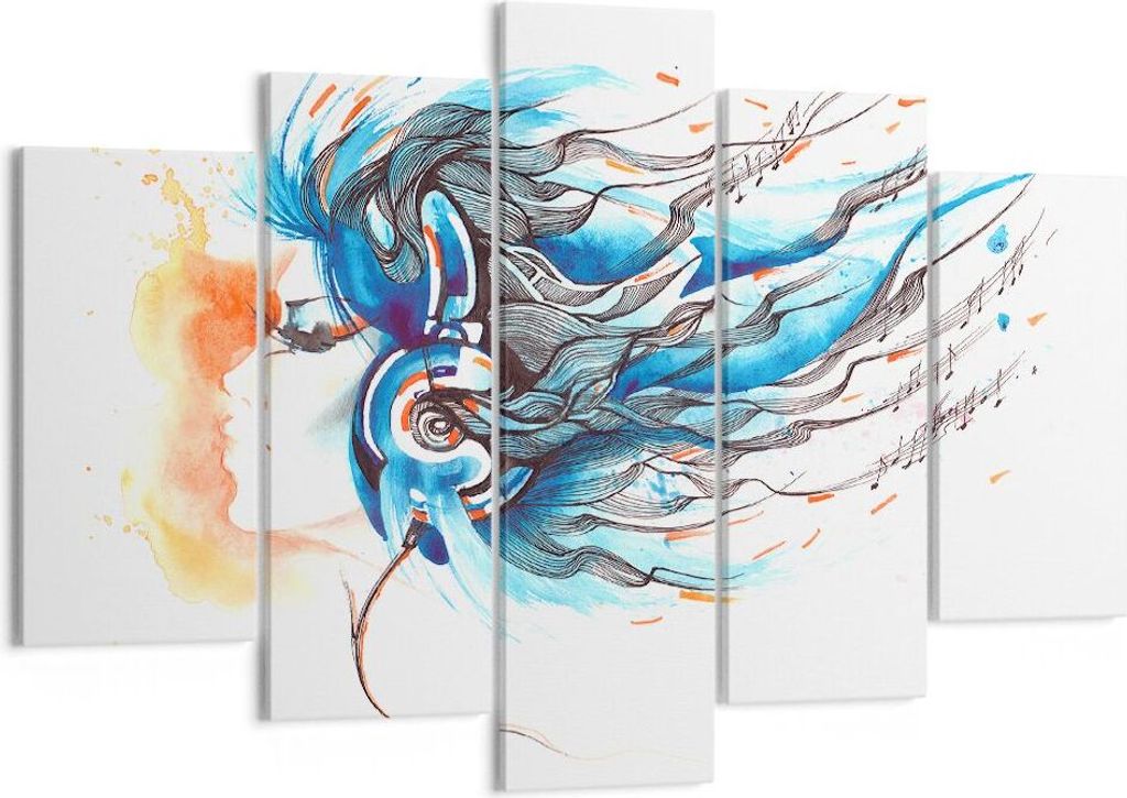 Bild auf Leinwand - Leinwandbild - disco dj Mädchen Abbildung - 150x100cm - Wand Bild - Wanddeko - Leinwanddruck - Bilder - Kunstdruck - Wanddekor...