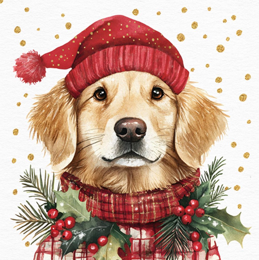 Servietten Papier 33x33cm 3-lagig Hund mit Produktbild 