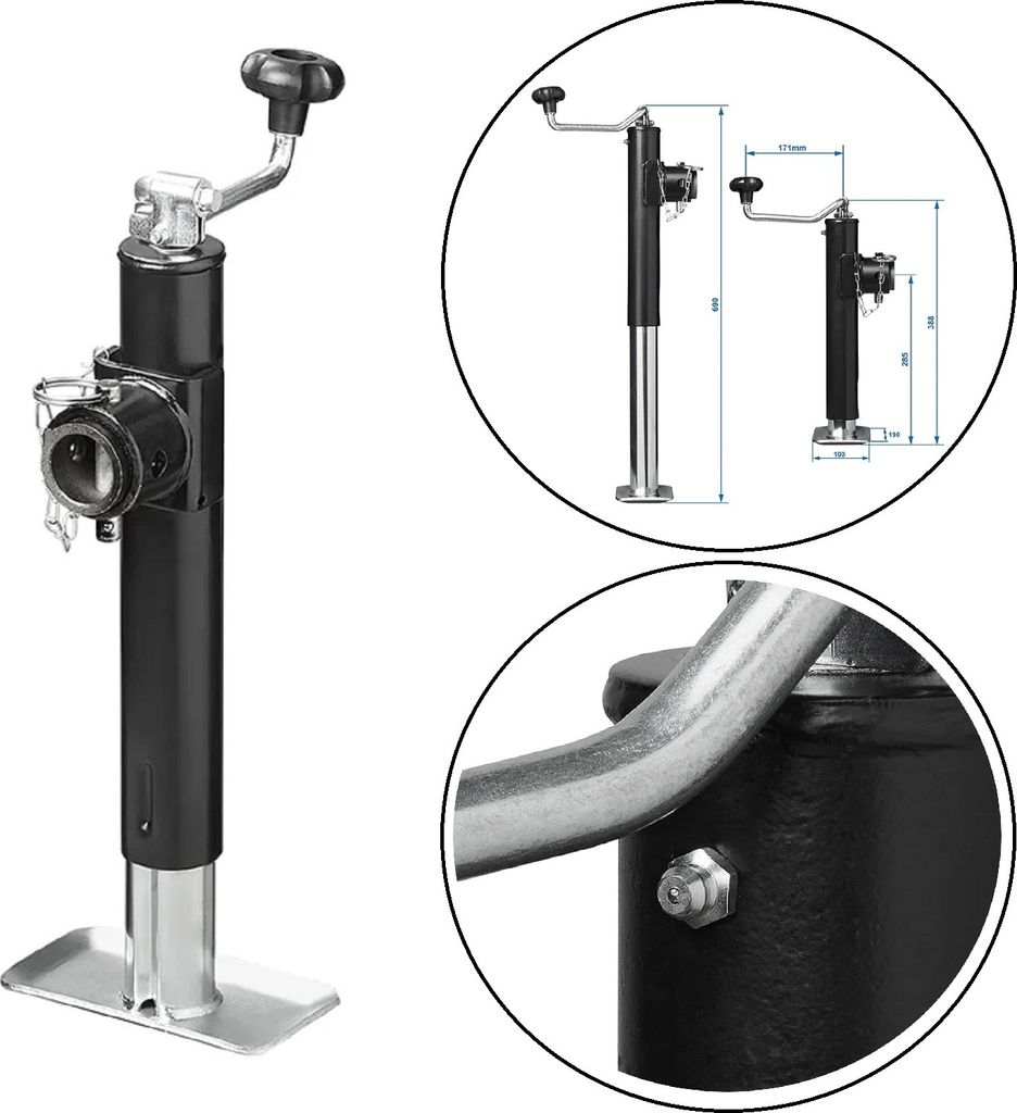 Anhängerstütze mit Kurbel klappbar Stütze 1000kg 39-64 cm