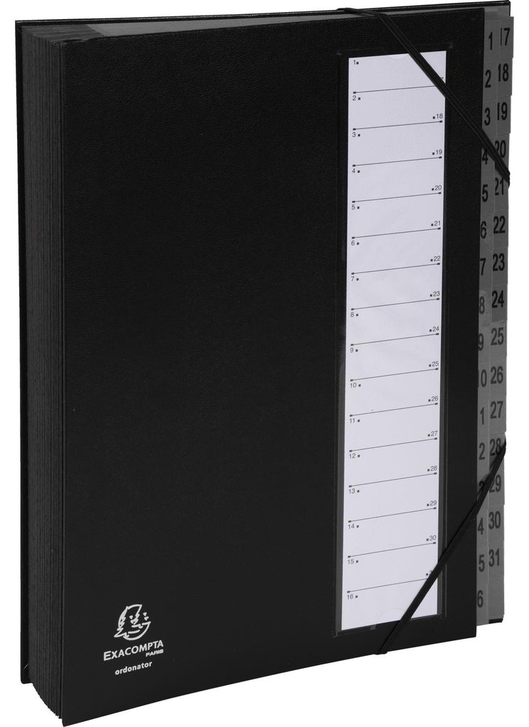 Exacompta 6x Ordnungsmappe Gummizug 32 Fächer 1-32 Ordonator A4 Schwarz 56032E