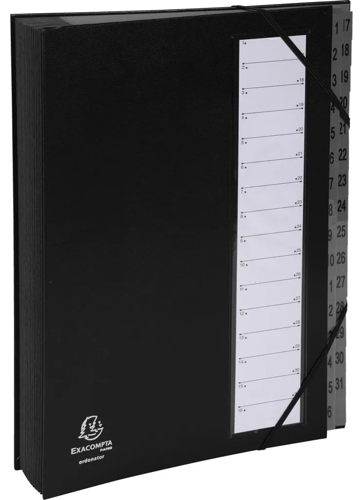 Exacompta 56032E Trieur rigide 32 compartiments numérique Noir - Lot de 6