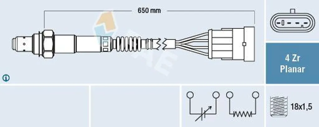 Sonde Lambda FAE 77225 OE 46762653 pour Fiat 500 et Grande Punto