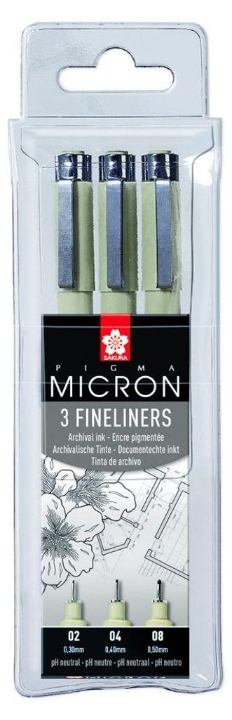 Sakura Pigma Micron, Schwarz, Fein, Mehrfarbig, Hexagonal, Produktbild 