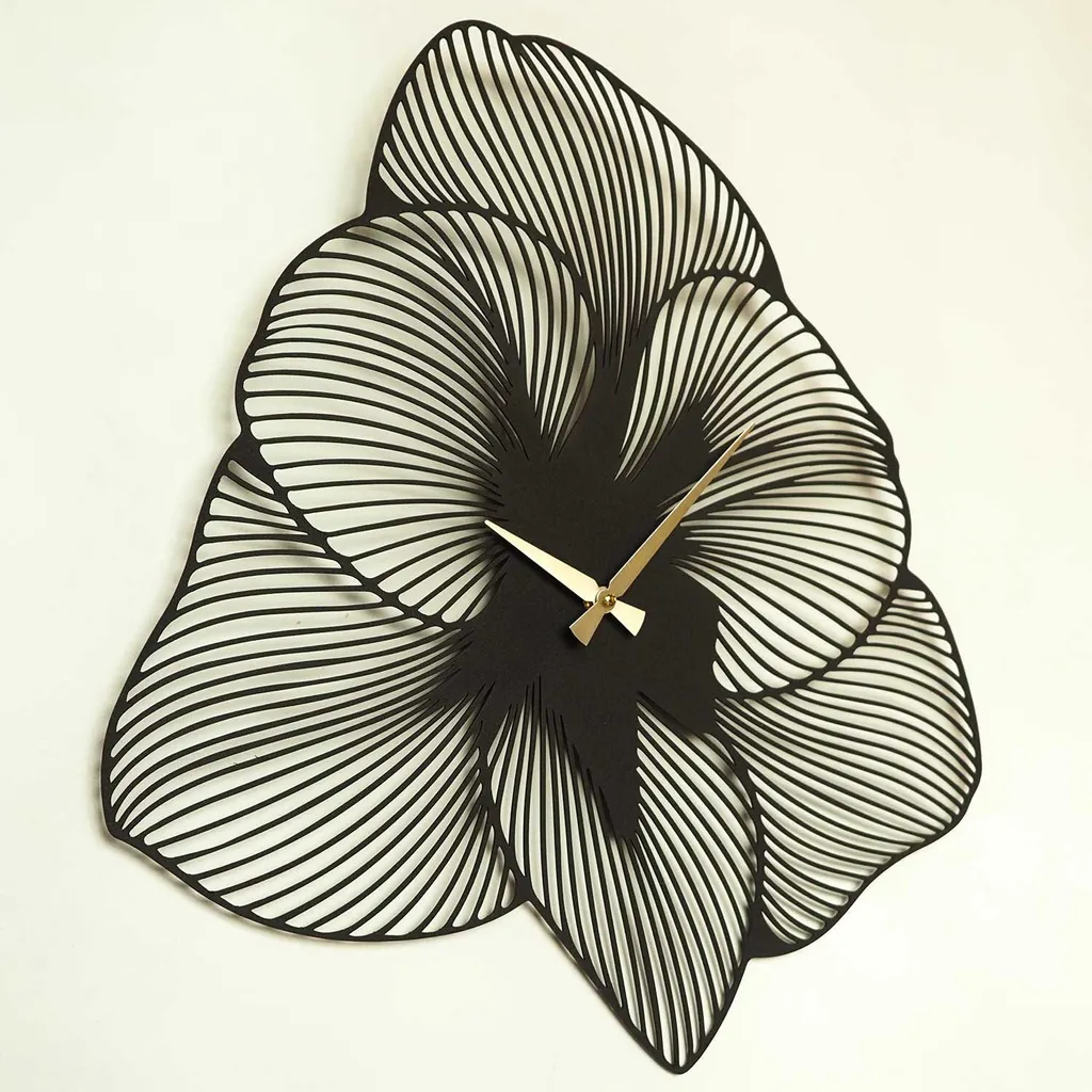 Horloge murale silencieuse noire 49x49 cm pour une déco zen et calme